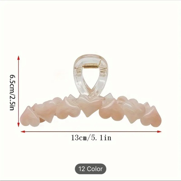 NWT 1piece pink hearts claw hair clip - Picture 2 of 3